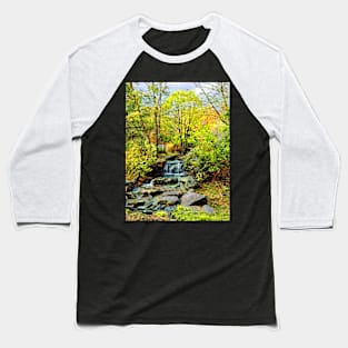 Small Waterfall in Autumn Park Baseball T-Shirt